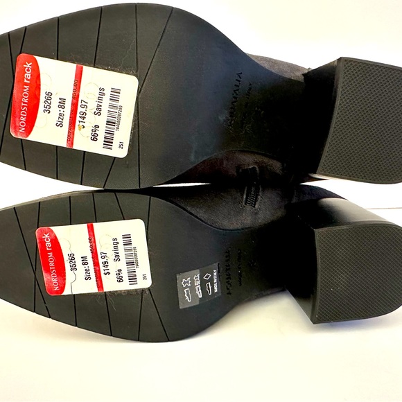 Aquatalia Tilly Grey Stretch Suede Weatherproof Ankle Zip Block Heel Boots 8M - Picture 3 of 7